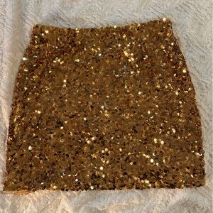 Gold Sequin Mini Skirt